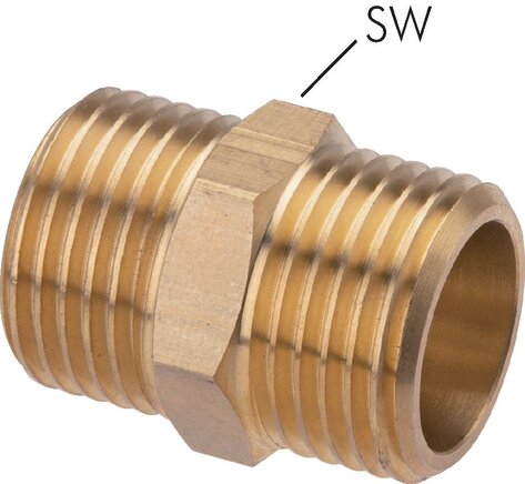 Exemplaire exposé: Mamelon double avec filetage cylindrique à étanchéité plate, laiton