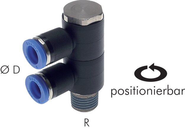 Exemplaire exposé: Distributeur multiple à 2 voies avec filetage conique