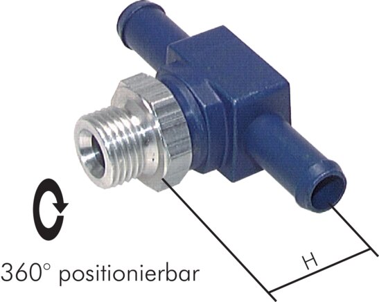 Exemplaire exposé: Raccords à vis pivotants avec embout enfichable T pour tuyau PUR, PUN et PA, Zamak / aluminium anodisé