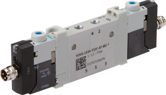 Exemplaire exposé: 2x électrovanne 3/2 voies avec ressort pneumatique (NC/NC)