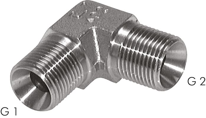 Exemplaire exposé: Coude à visser 90° avec filetage G (cône d'étanchéité universel 60°, mâle), 1.4571