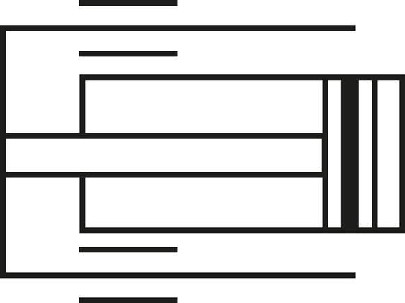 Symbole de commutation: Tige de piston sécurisée contre la torsion